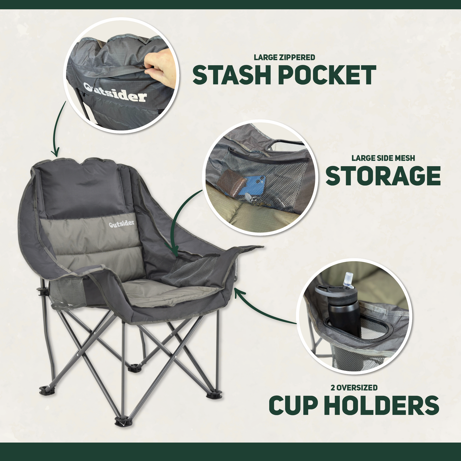 Padded Lounge Camp Chair