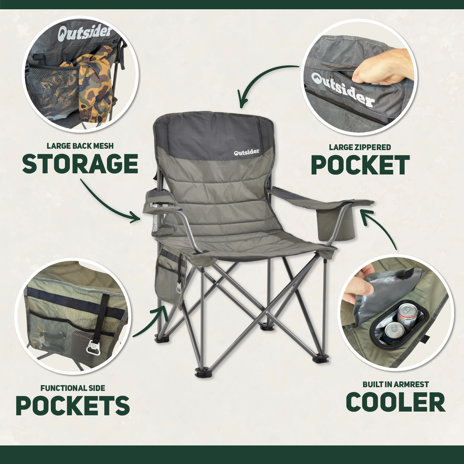 Oversized Folding Quad Camp Chair