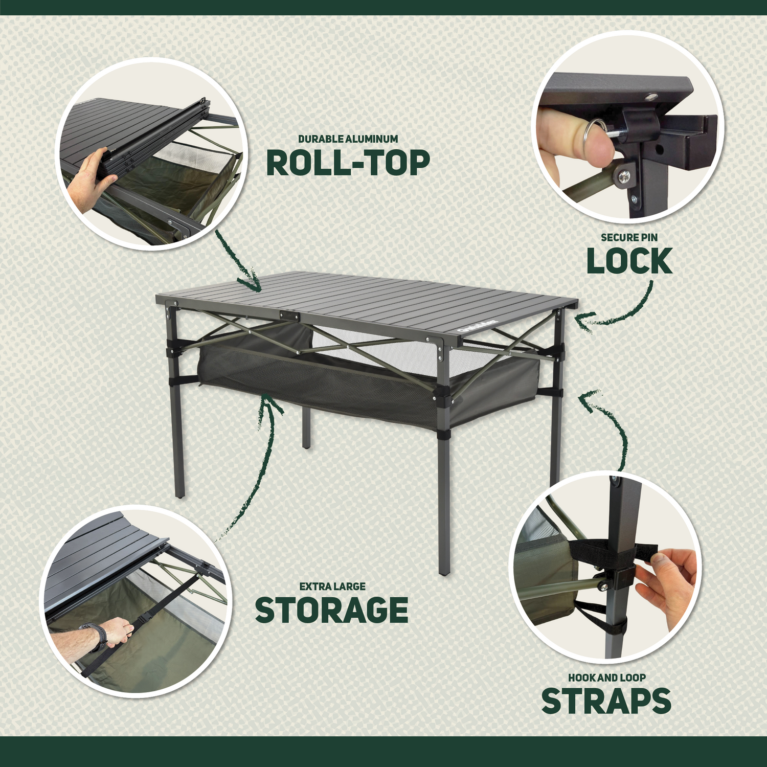 Roll Top Aluminum Camp Table